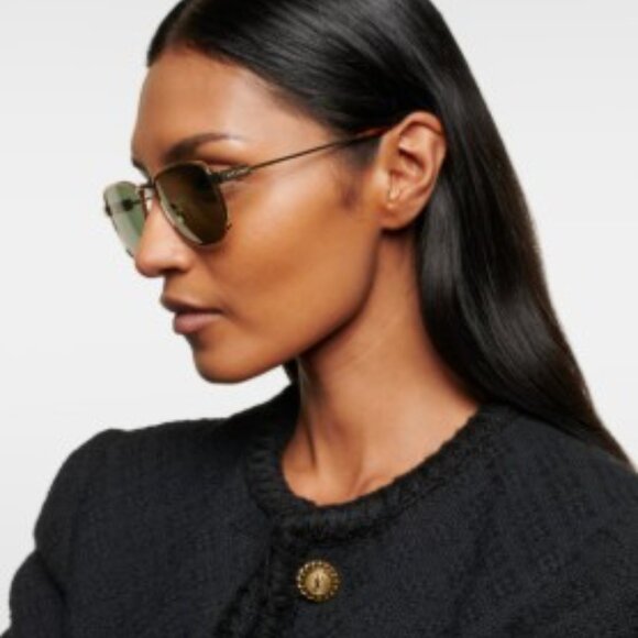 Saint Laurent SL741 003 Square Sunglasses - Gold/Green - Picture 7 of 12
